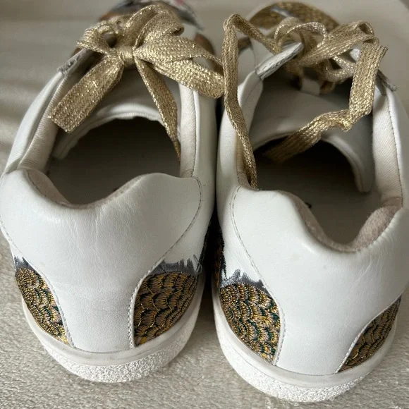 Johnny was Women's White and Gold Sneakers - Picture 9 of 12